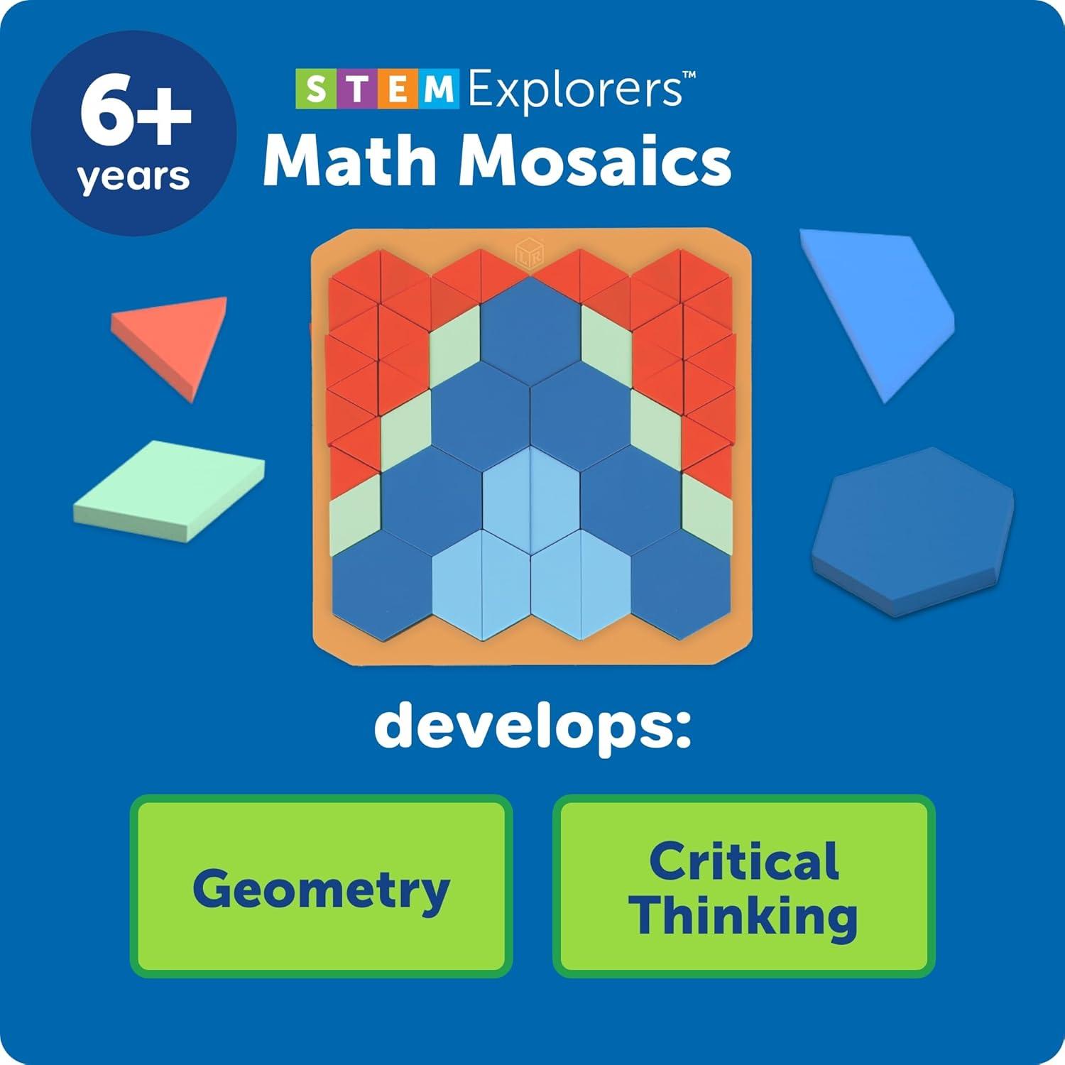 image:imageLearning Resources STEM Explorers Math Mosaics Geometry Math Manipulatives Montessori Symmetry and Patterning Critical Thinking for Students Fine Motor Skills Puzzle Tile Back to School