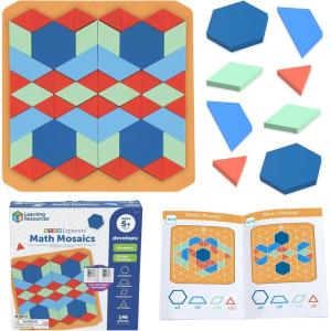 Learning Resources STEM Explorers Math Mosaics – Geometry Math Manipulatives, Montessori Symmetry and Patterning, Critical Thinking for Students, Fine Motor Skills, Puzzle Tile, Back to School
