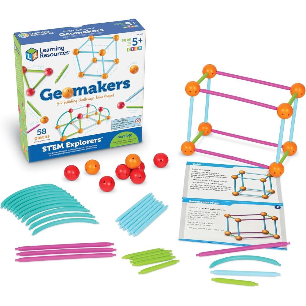 image:imageLearning Resources STEM Explorers Geomakers 58 Pieces Ages 5 STEM Toys for Kids Kindergartner Learning Toys Shapes for Kids1 Count Pack of 1