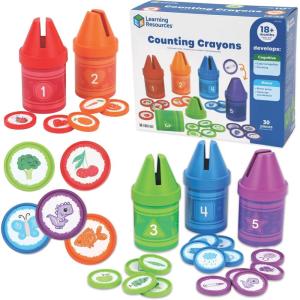 Learning Resources Counting Crayons – Counting Activities, Matching and Sorting for Kids, Toddler Color Games, Fine Motor Skills, Montessori, Math Manipulatives, Birthday Gifts for Boys and Girls