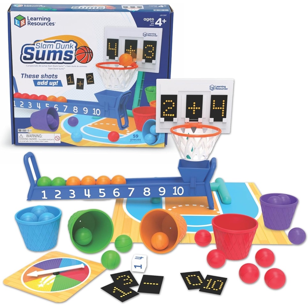 image:imageLearning Resources Slam Dunk Sums  Math Games Basketball Math Set Board Game for Classroom Learning Counting and Addition Skills Kindergarten Activities Gifts for Boys and Girls
