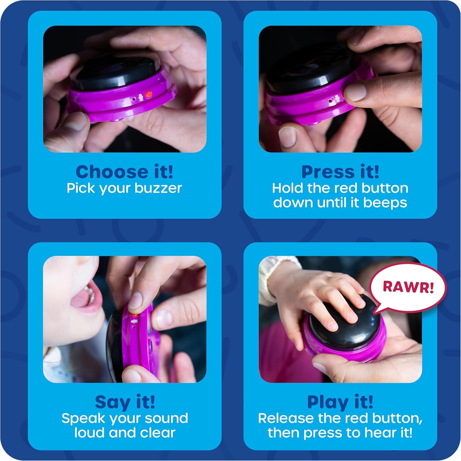imageLearning Resources Buzzers enregistrables Jeu de 4 4 Sons prprogramme diffrents Buzzer pour Jeux de Questions Buzzer sonore pour Les Jeux en Classe Et La Maison 3sans piles supplmentaires