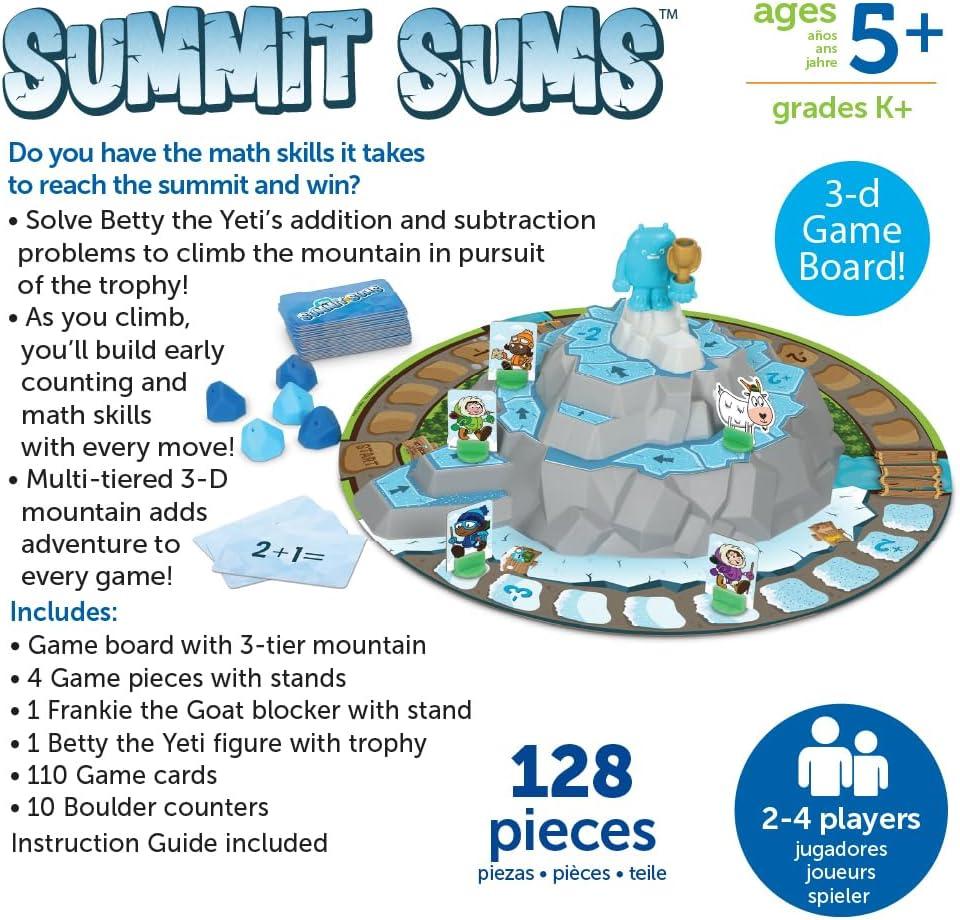 imageLearning Resources Jeu daddition et de soustraction Summit Sums Jeu de mathmatiques pour Enfants Jeu de socit de mathmatiques pour 2 4 Joueurs ds 5 Ans