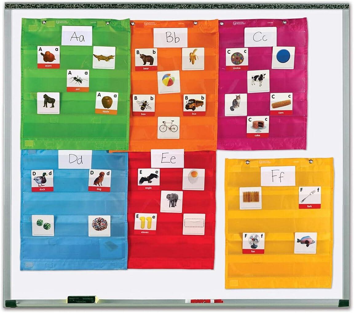 imageLearning Resources Square Magnetic Pocket Holders Pack of 6 Colorful Classroom Organizers Modular Display Board with Magnets ampamp Hook ampamp Loop Strips Teacher Supplies6piece set