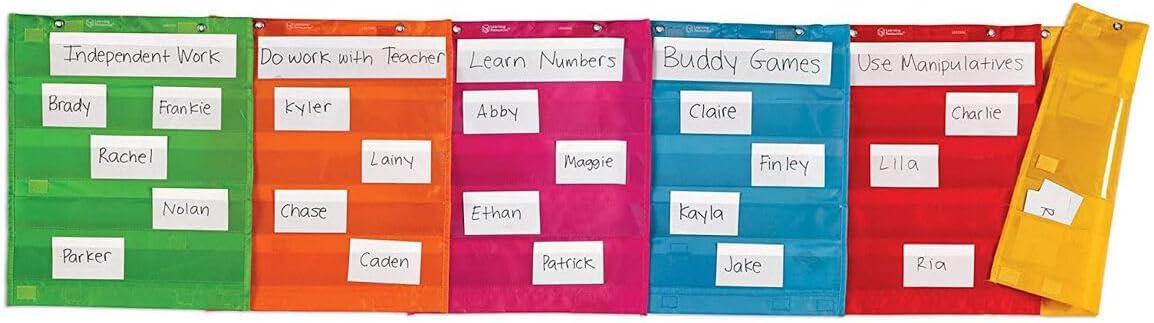 imageLearning Resources Square Magnetic Pocket Holders Pack of 6 Colorful Classroom Organizers Modular Display Board with Magnets ampamp Hook ampamp Loop Strips Teacher Supplies6piece set