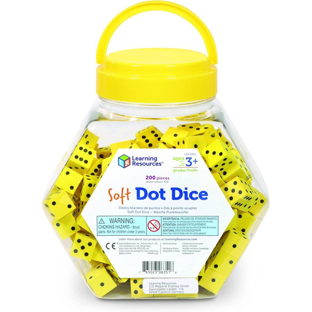 imageLearning Resources Ds en Mousse Souple 15 cm Lot de 200 Idal pour La Classe et Enseigner Les Probabilits Jeu en Eponge Silencieux et Scuris pour Enfants et ducateurs Ds 3 4 5 6 Ans
