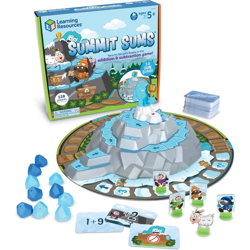 imageLearning Resources Jeu daddition et de soustraction Summit Sums Jeu de mathmatiques pour Enfants Jeu de socit de mathmatiques pour 2 4 Joueurs ds 5 Ans