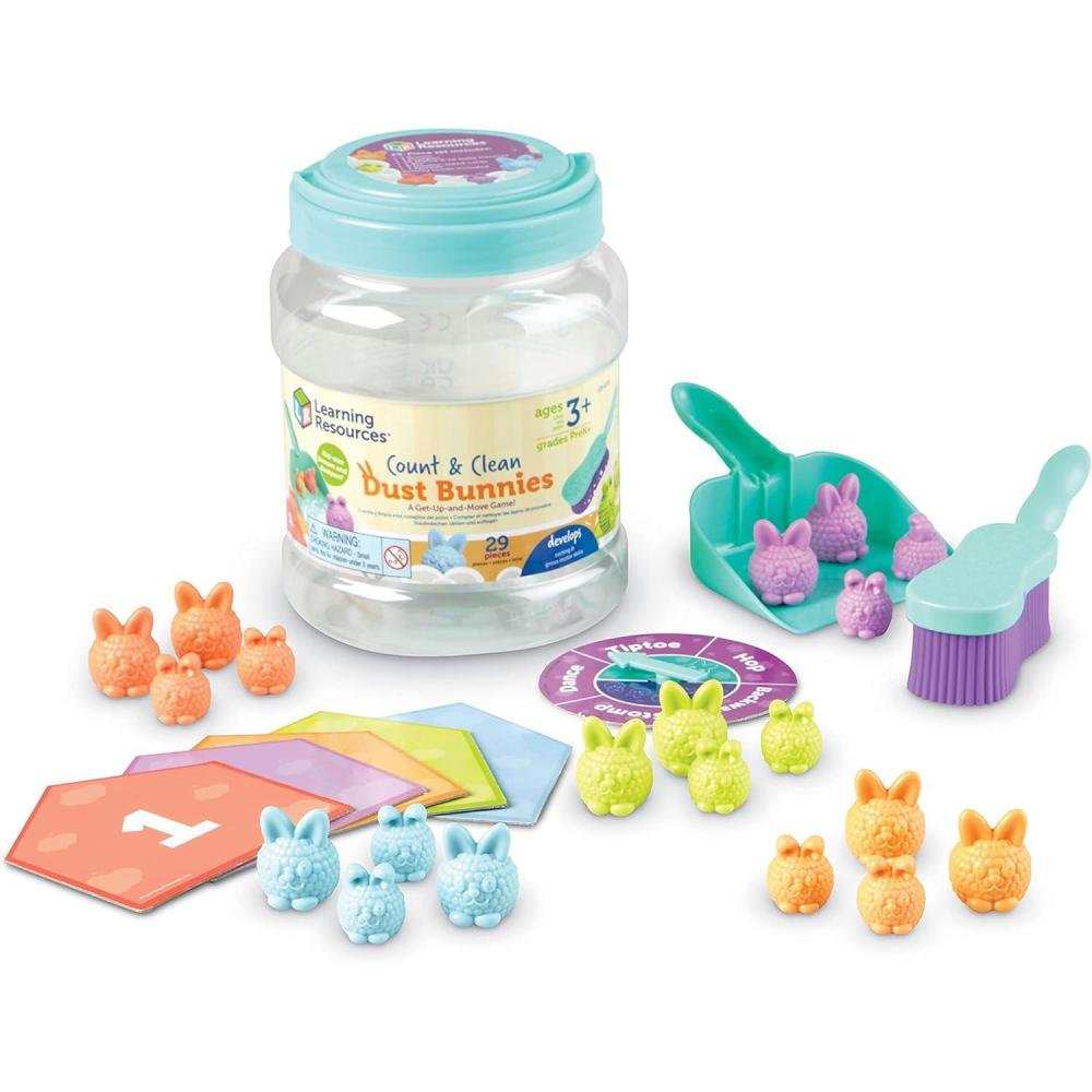 imageLearning Resources Lapins Compter et Nettoyer activits Petite enfance kit de Jouets ducatifs Jouets denseignement des Couleurs 29 pices partir de 3 AnsLapin poussire