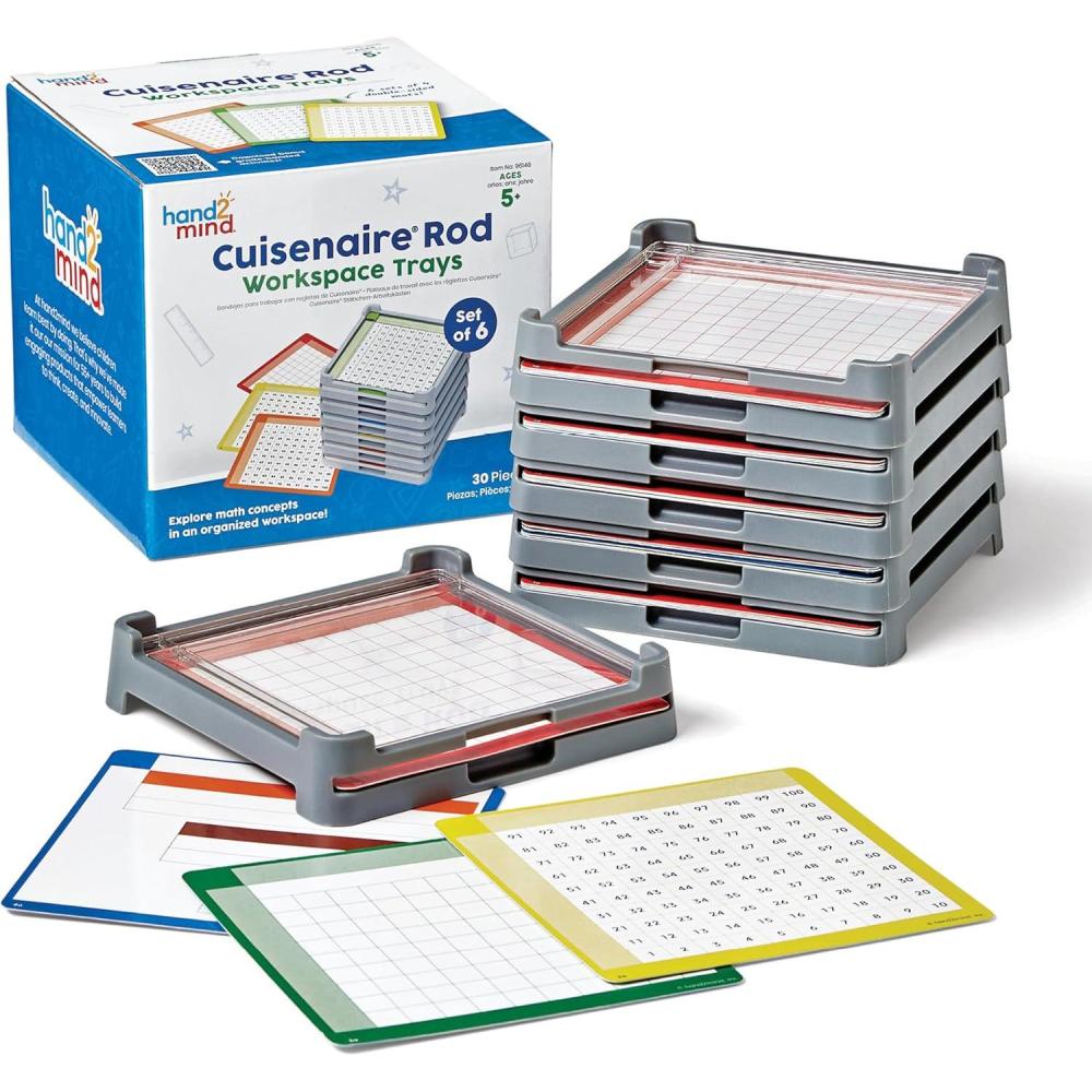 imageLearning Resources Lot de 6 Plateaux pour rglettes Cuisenaire Comprend des Plateaux et des Tapis dactivit Uniquement Les Essentiels de la Classe pour Les Enseignants ds 5 Ans