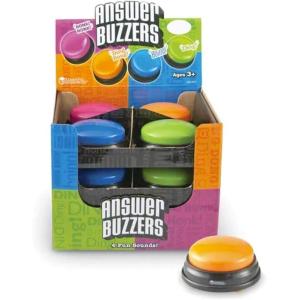 Learning Resources Buzzers de Réponse – Lot de 4 Boutons Sonores Colorés – Jeu Quiz Famille et Classe – Enfant 3 Ans – Idée Cadeau Noël(Jeu de 12 pièces)