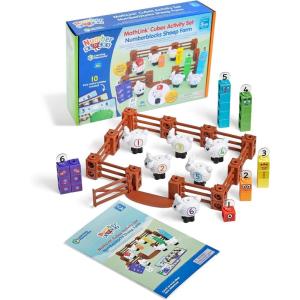 Learning Resources Ensemble d&rsquo;activités avec cubes MathLink Ferme de moutons Numberblocks, jouets du dessin animé, jeu de maths et nombres, jeu de ferme, 10 activités mathématiques incluses, dès 3 ans
