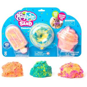 Learning Resources Friandises en Playfoam, Sable de Haute Qualité à Écraser, Malaxer, Mouler pour Créer, Rose, Bleu et Jaune, Ne Sèche Jamais, Lot de 3, à Partir de 3 Ans