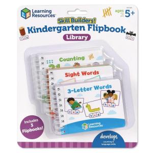 Learning Resources Skill Builders! Kindergarten Flip Bookcase – 3 Piece, Age 5+, Kindergarten Learning Activities, Spelling & Kids Account, My First Library for Kids