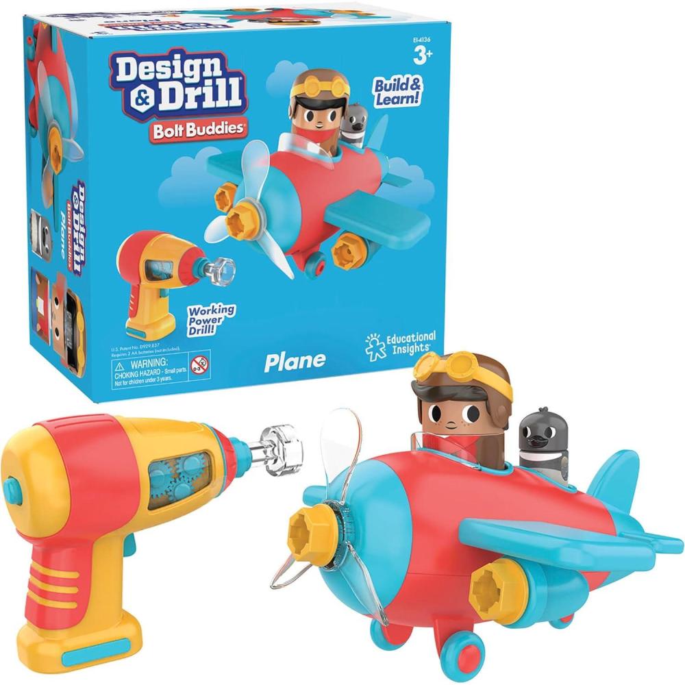 imageLearning Resources Avion Bolt Buddies Design ampamp Drill jeu avec un avion et une figurine de pilote jouet de science et STEM cadeau pour enfants 3 4 5 ans et plusAvion