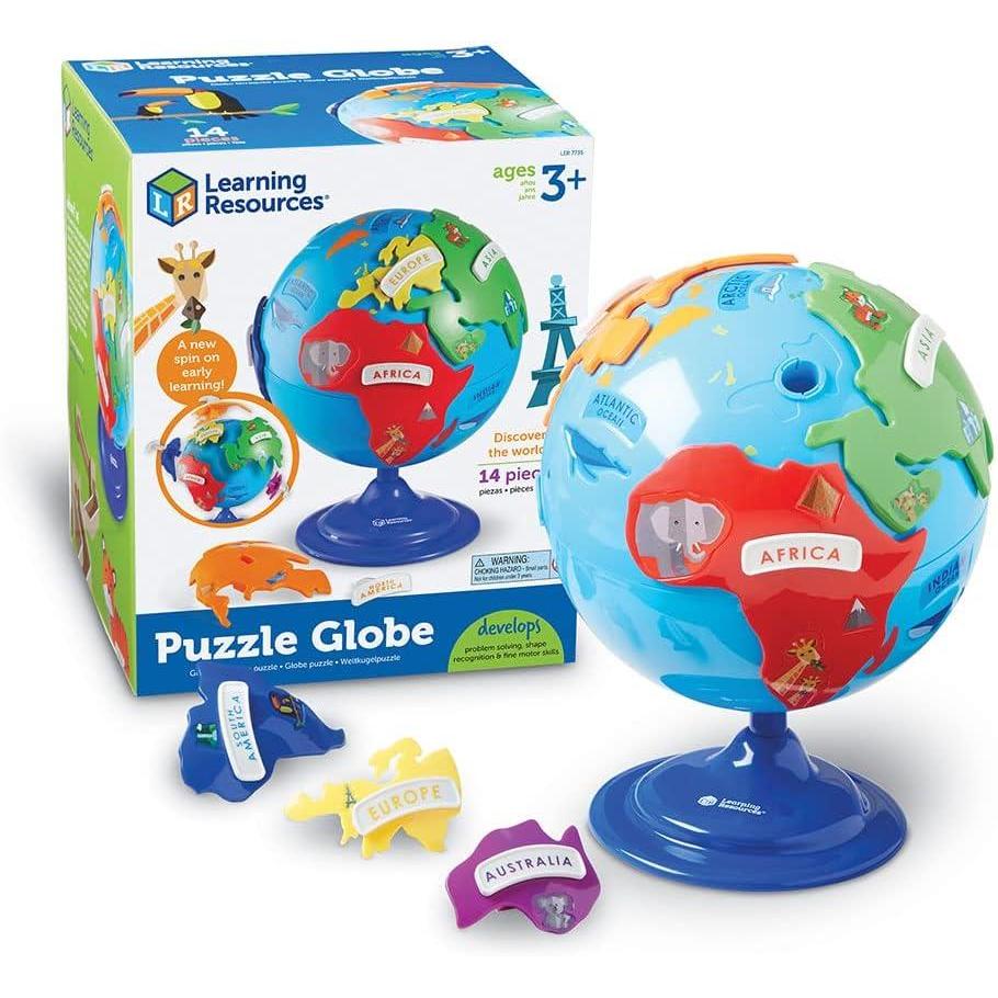 imageLearning Resources Globe Puzzle ducatif Jeu de Gographie pour Enfants 6 Continents Amovibles Ds 3 Ans STEM Diamtre 20 cm