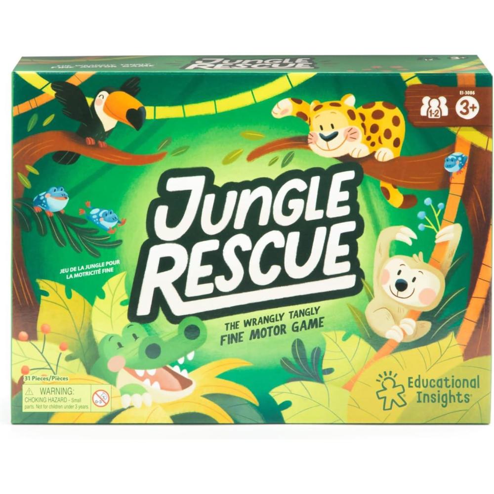 imageLearning Resources Jungle Rescue Ensemble de Jouets et Jeux pour la Motricit Fine des Enfants 10 Animaux de la Jungle 10 Cartes De 1 2 Joueurs Cadeau pour Garon et Fille 3 4 5 6 Ans et
