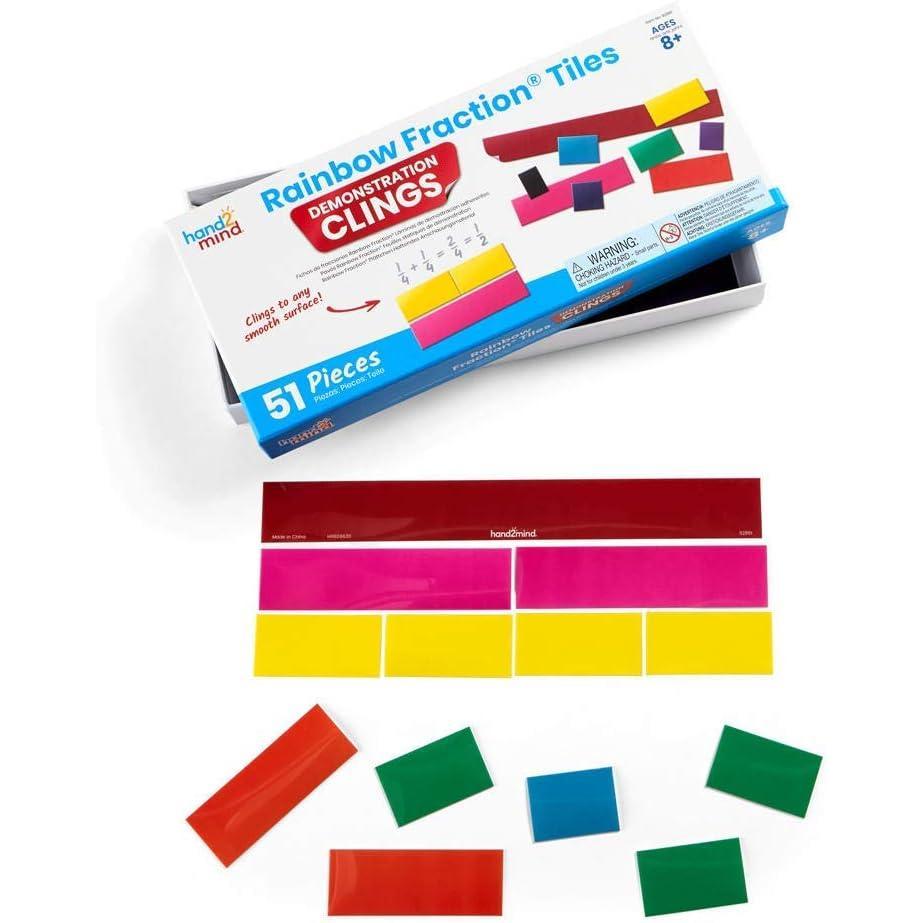 imageLearning Resources Rainbow Fraction Tiles Demonstration Clings They Cling to Any Smooth Surface No More Magnets Ages 8