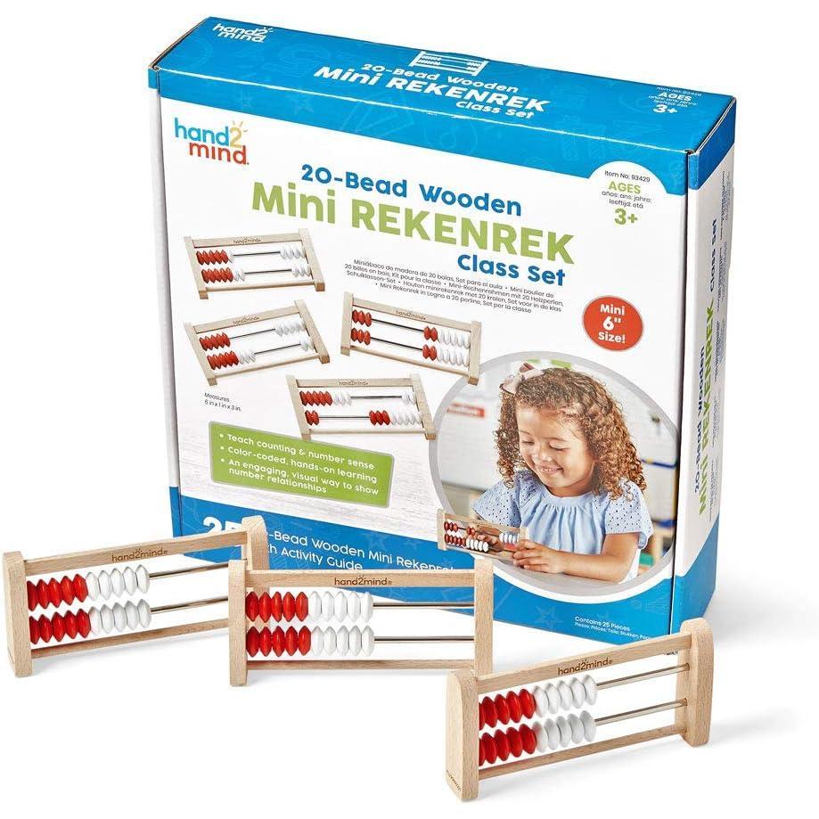 imageLearning Resources Rekenrek Mini 20 Perles Set de Classe en Bois boulier pour Les mathmatiques des Enfants manipulateur de mathmatiques pour Enfants Support de comptage pour Enfants