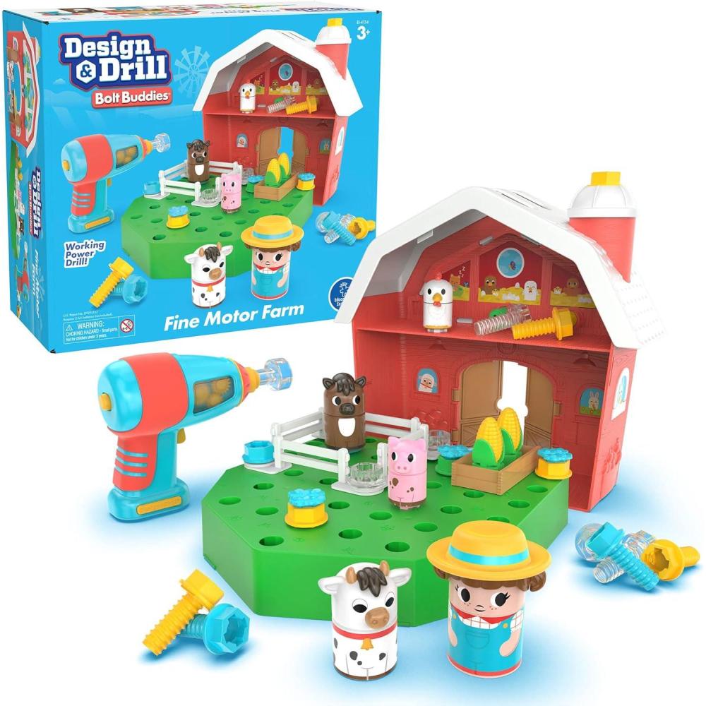 imageLearning Resources Tracteur Bolt Buddies Design ampamp Drill jeu avec un tracteur et une figurine de fermier jouet dmonter avec une perceuse de 13 picescadeau pour enfants de 3 4 5 ans et plusGrange