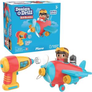 Learning Resources Avion Bolt Buddies Design & Drill, jeu avec un avion et une figurine de pilote, jouet de science et STEM, cadeau pour enfants, 3, 4, 5 ans et plus(Avion)