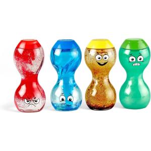 hand2mind Bouteilles Sensorielles Émotions – Jouet Éducatif Enfant Dès 3 Ans – 4 Pièces – Apprentissage des Sentiments – Pour Maison, École ou Coin Calme(Simple)