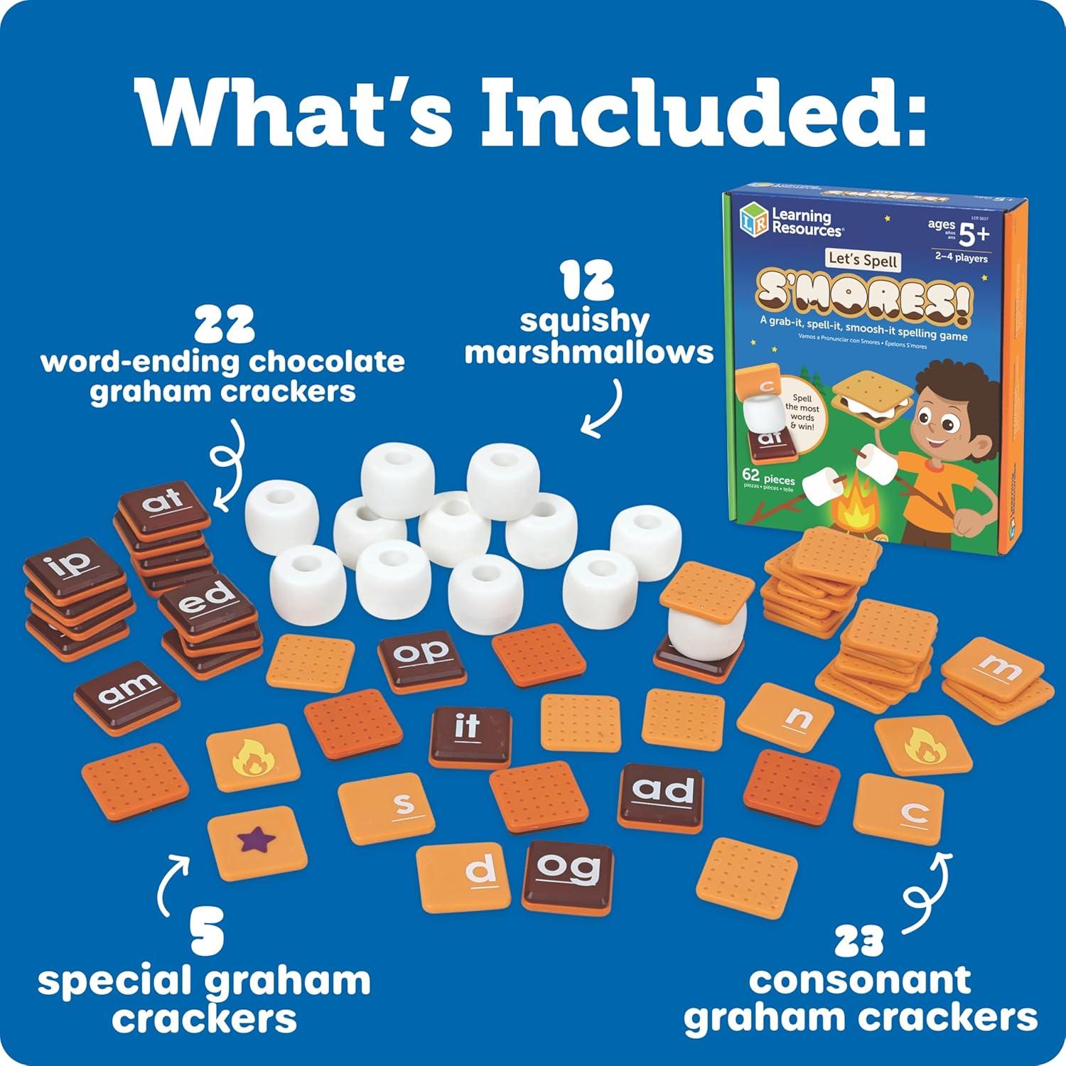 imageLearning Resources Lets Spell Smores Cartes Flash de lalphabet Jeux de Mots Apprendre Lire Outils de dyslexie pour Enfants partir de 5 Ans 62 pices