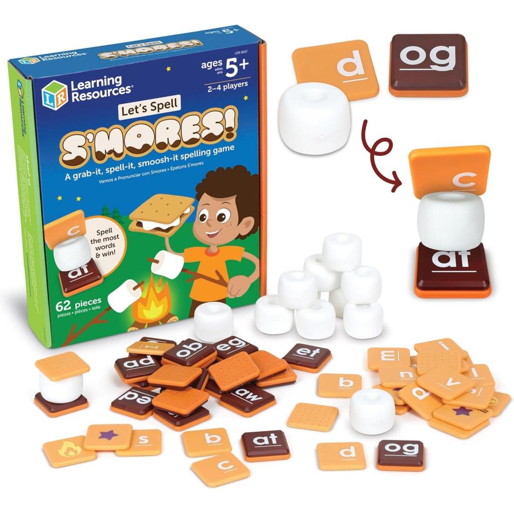 imageLearning Resources Lets Spell Smores Cartes Flash de lalphabet Jeux de Mots Apprendre Lire Outils de dyslexie pour Enfants partir de 5 Ans 62 pices